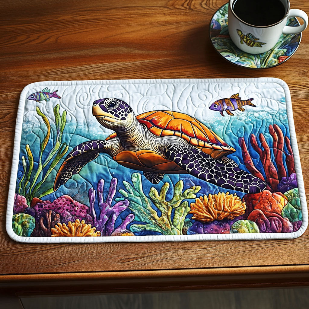 Deep Blue Spirit Quilted Placemat House Decor Items Ocean Themed Gift Ideas