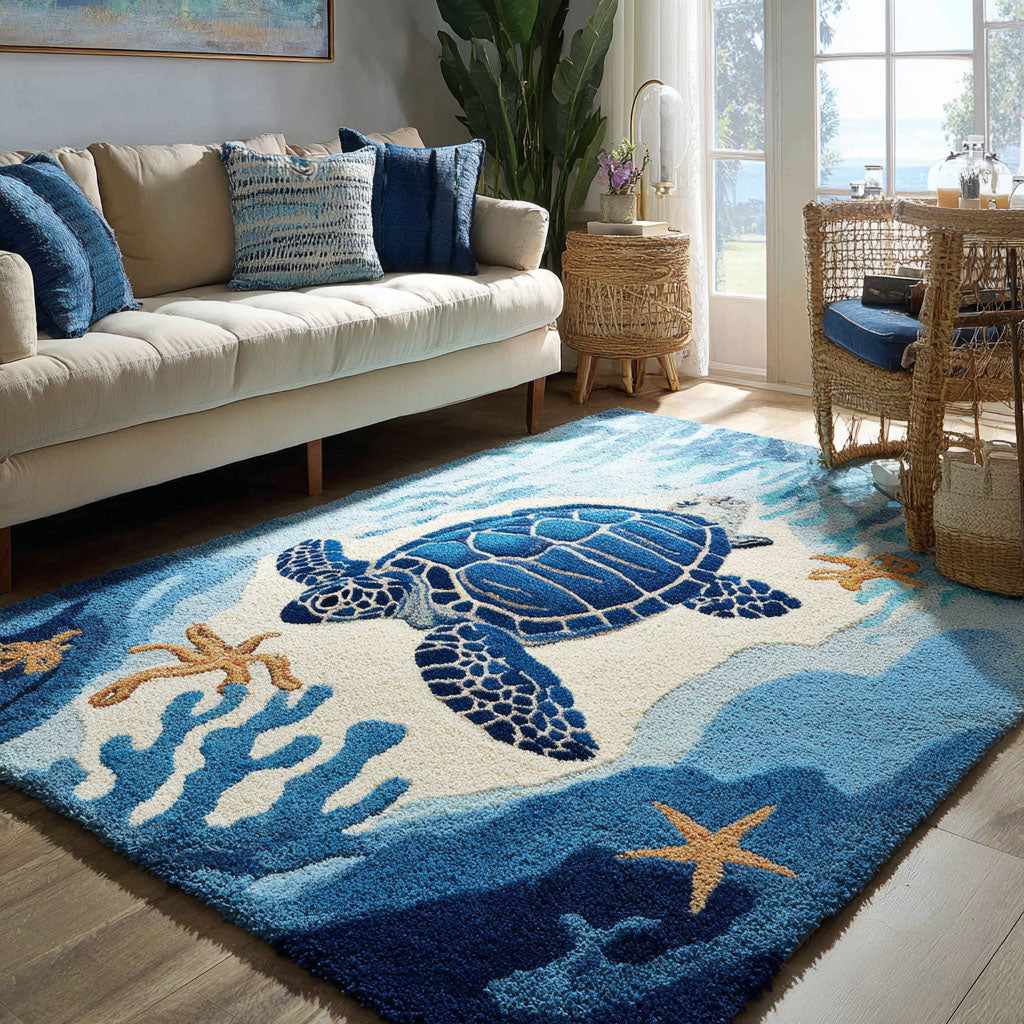 Deep Blue Turtle Area Rug Outdoor Decor Best Christmas Gifts For Relatives