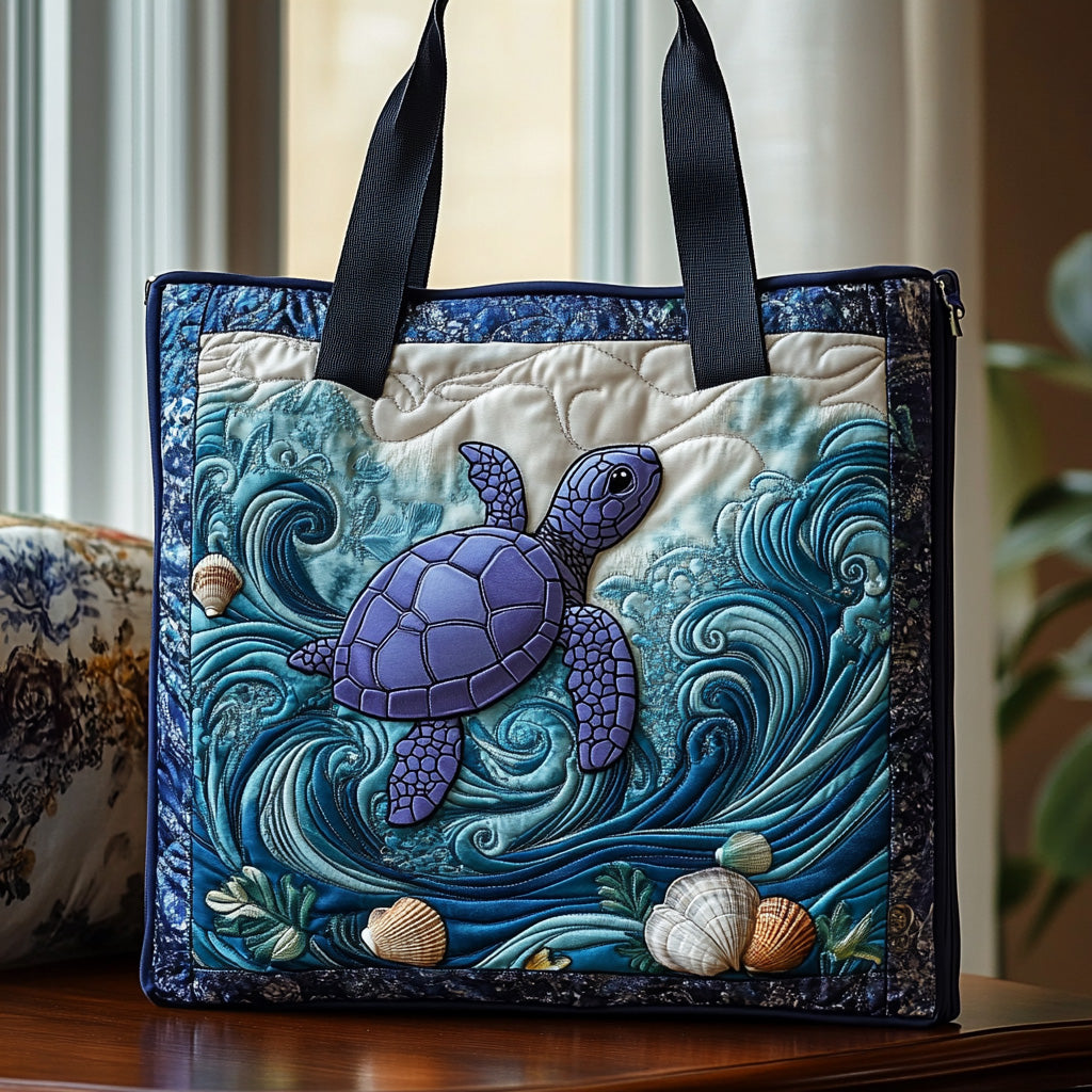 Deep Blue Wonder Quilted Tote Bag Sea Turtle Gift Ideas For Her