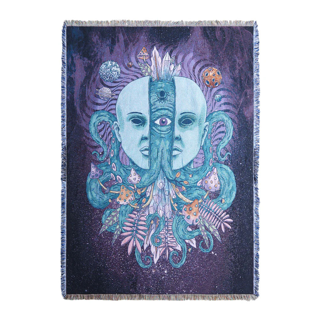 Deep Dark And Dangerous Merch Split Face Jacquard Throw Blanket DDD Shop Gift For BFF Deep Dark And Dangerous Merch Split Face Jacquard Throw Blanket DDD Shop Gift For BFF