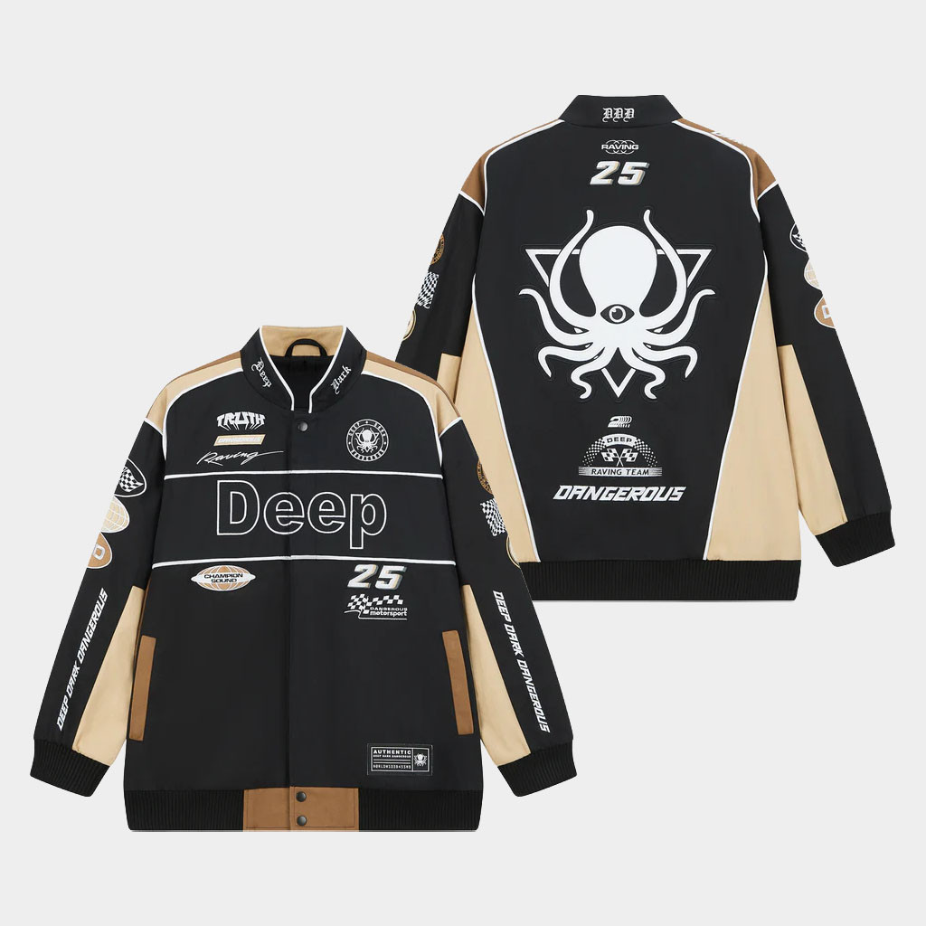 Deep Dark And Dangerous Merch Tan DDD Team Racing Jacket Birthday Present For Husband