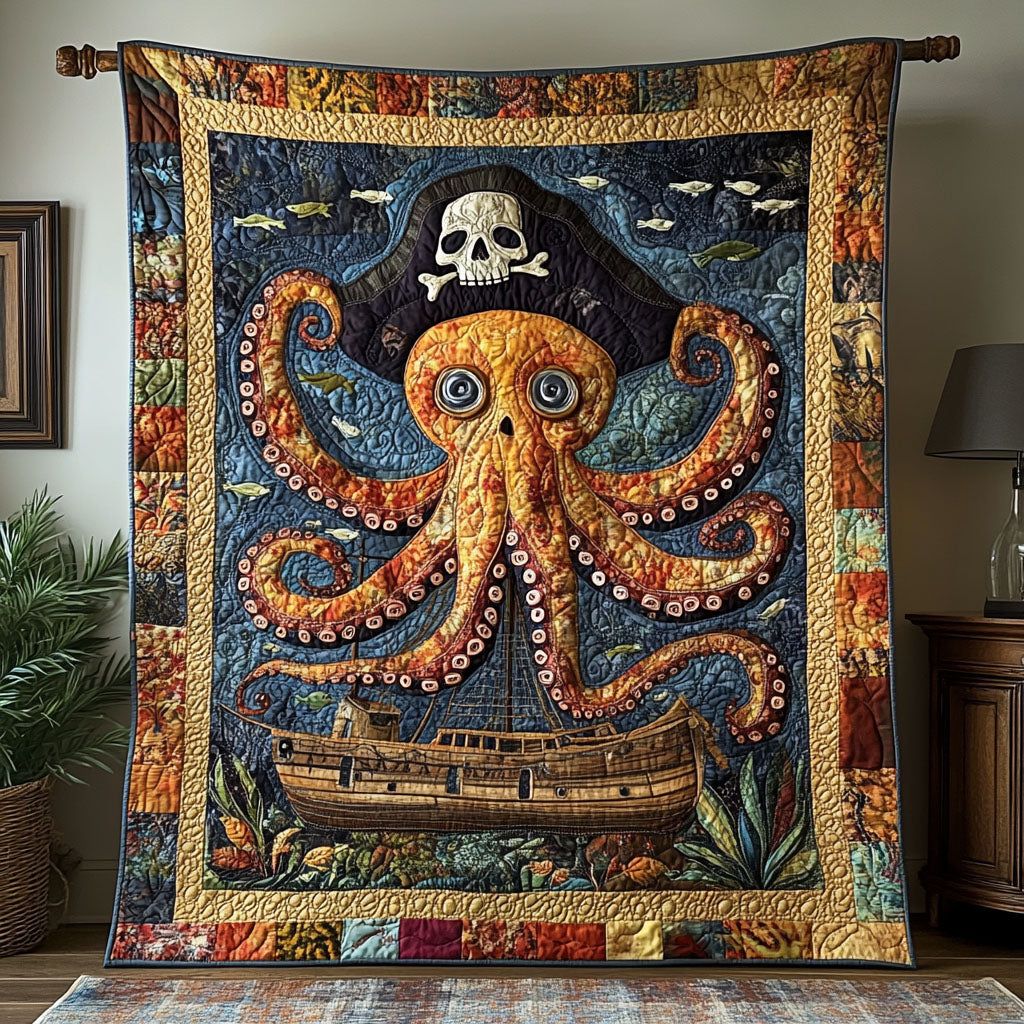 Deep Dive Delight Quilted Blanket Christmas Holiday Octopus Gifts For Adults