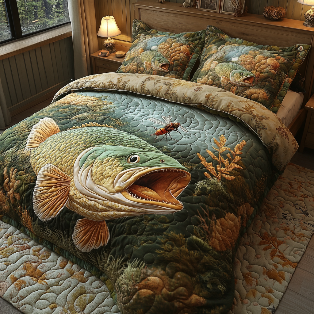 Deep Dive Quilted Bedding Set Bed Room Decoration Gift Ideas For Fish Lovers