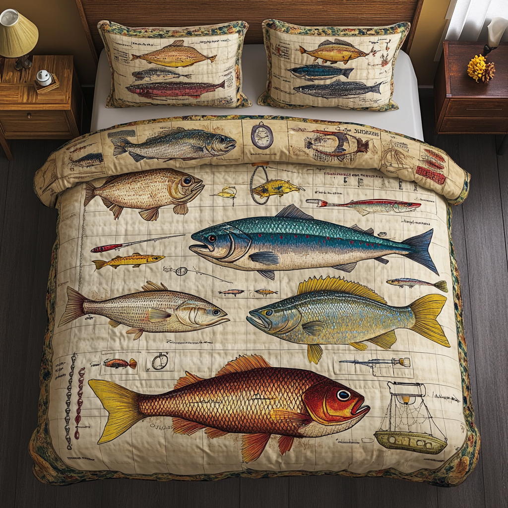 Deep Dive Quilted Bedding Set Cute Room Decor Father'S Day Gifts For Fisherman