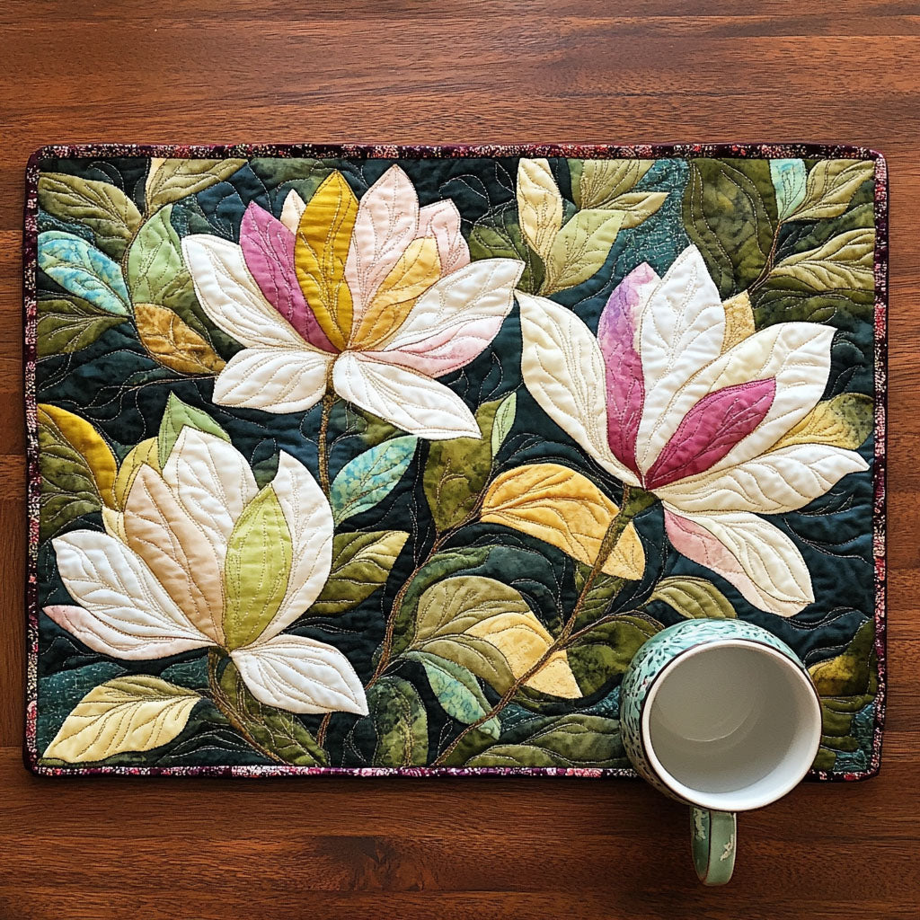 Deep Forest Magnolia Quilted Placemat Dining Room Decor Christmas Gifts For Flower Lovers