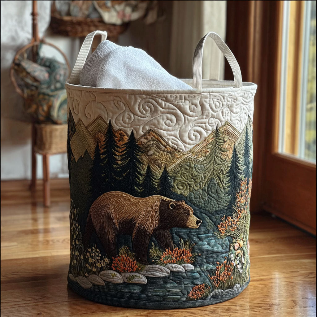 Deep Forest Wanderer Quilted Laundry Basket Home Comfort Gift Idea Featuring a Quilted Laundry Basket