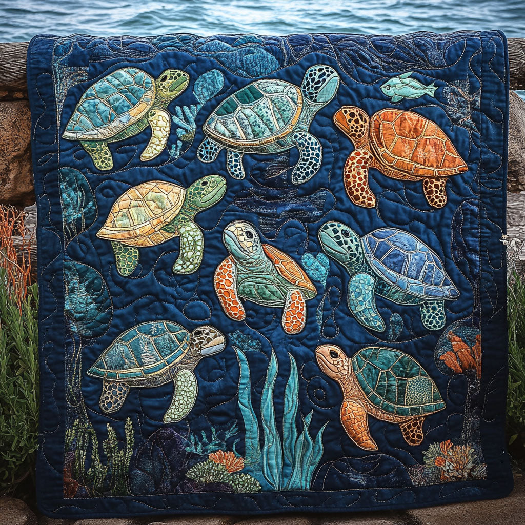 Deep Sea Delight Quilted Blanket Sea Turtle Gift Ideas
