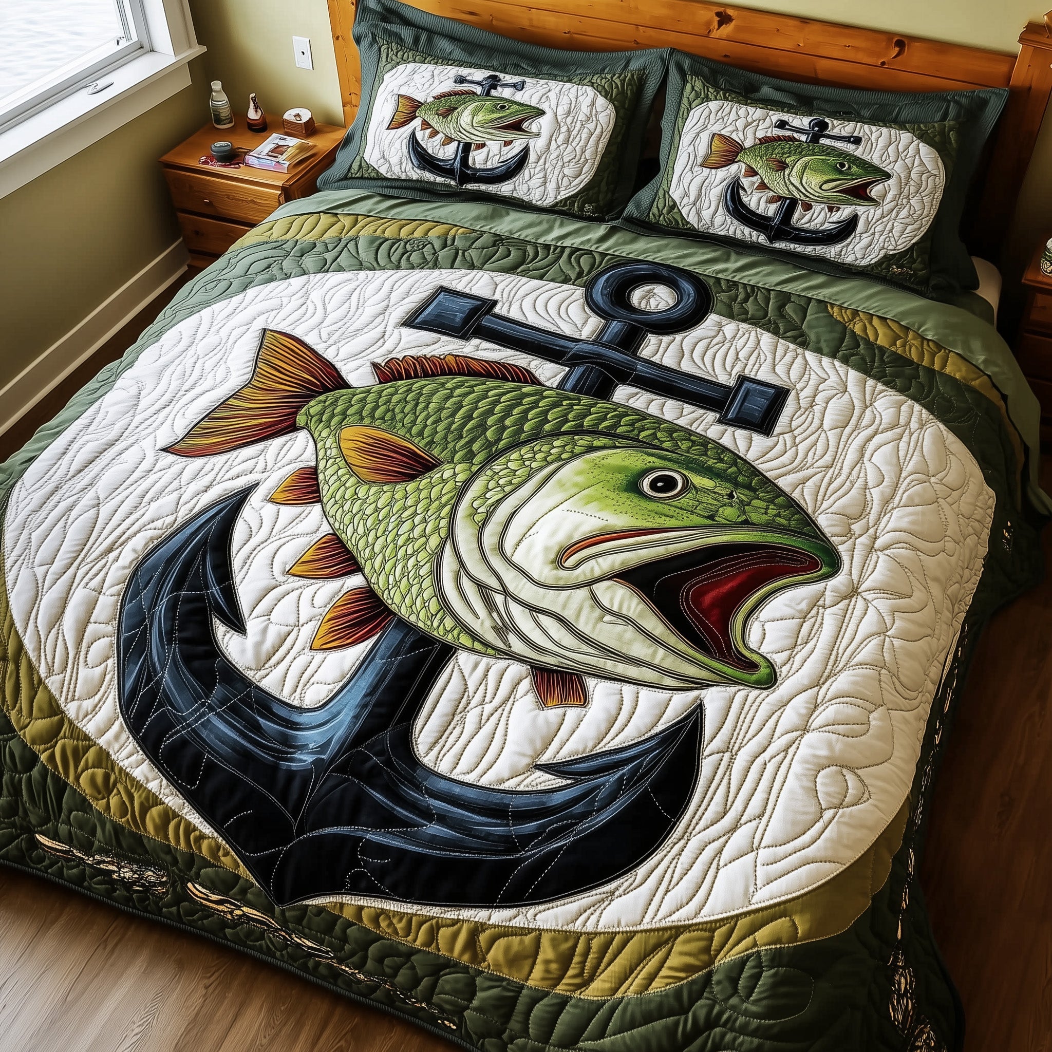 Deep Sea Dreams Quilted Bedding Set Duvet Cover Bed Sheet Fishing Gifts For Boyfriend