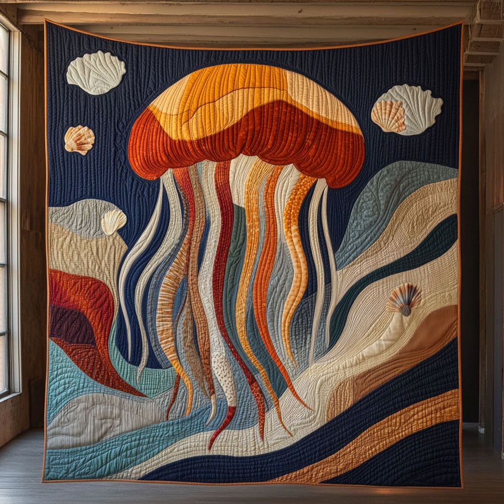 Deep Sea Jellyfish Quilt Blanket Modern Throw Blanket Gifts For Jellyfish Lovers
