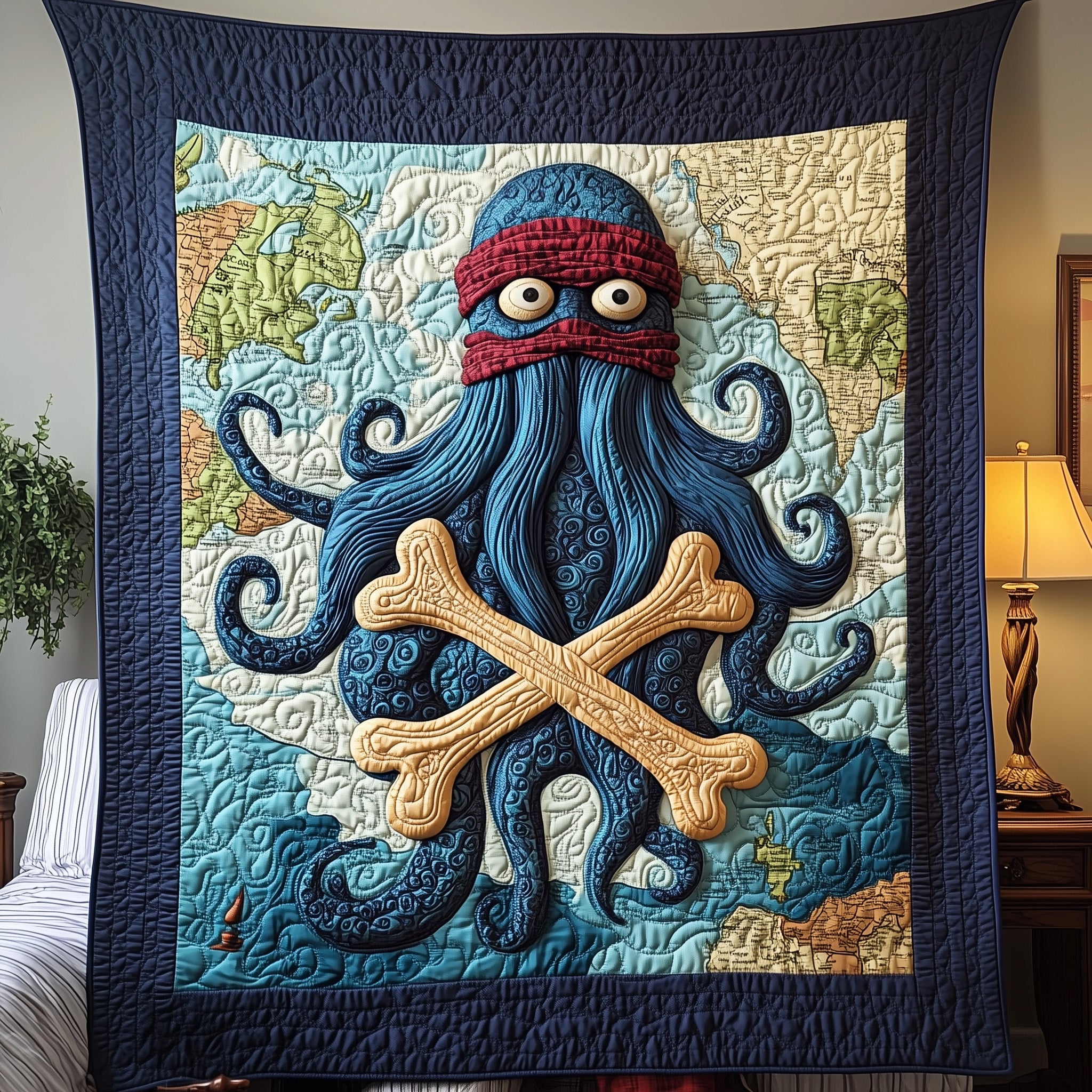 Deep Sea Plunderer Quilted Blanket Sofa Throw BlanketOctopus Themed Gifts