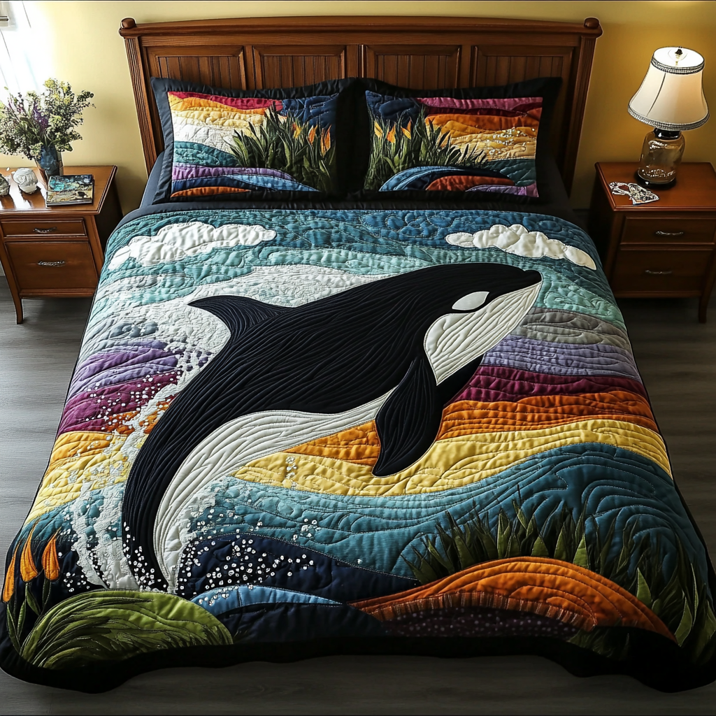 Deep Sea Power Quilted Bedding Set Bedroom Decor Ideas Whale Lovers Gifts For Him