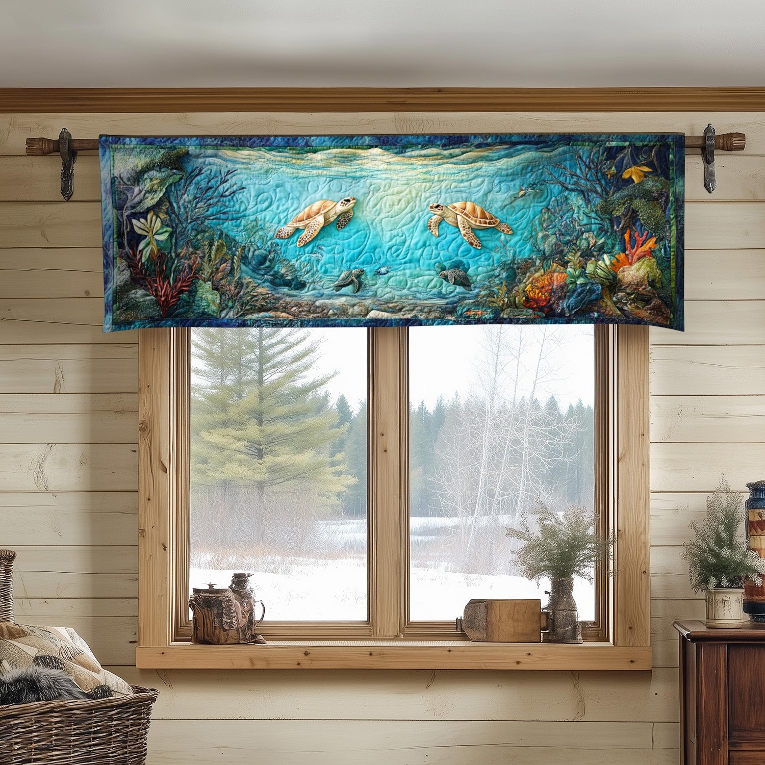 Deep Sea Wonders Quilted Valance Door Entrance Decor Turtle Gifts For Dad