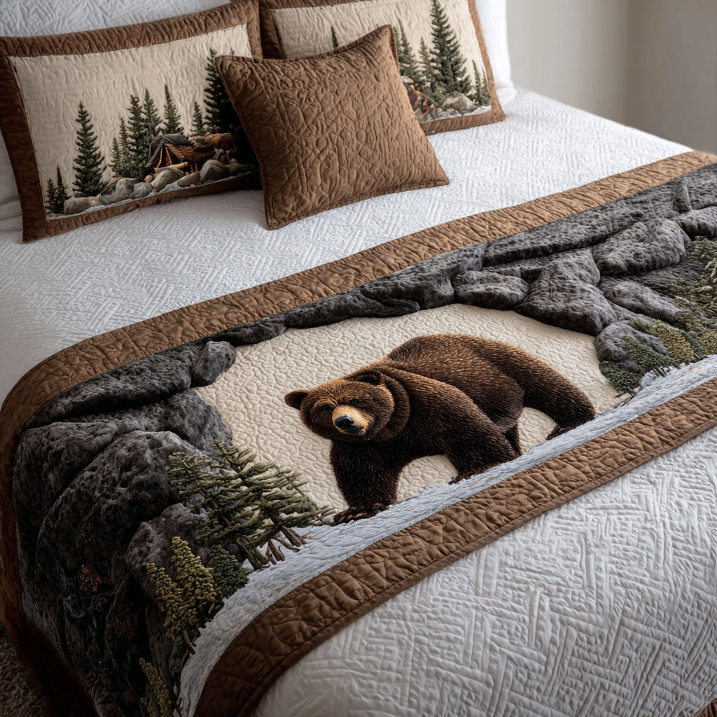 Deep Timber Roar Quilted Bed Runner Rustic Bedroom Decor Ideas Unique Nature Lover Gifts