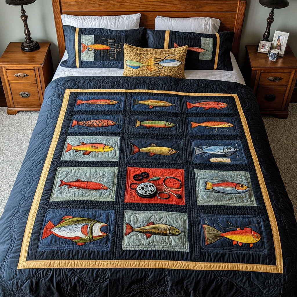 Deep Water Dreams Quilted Bedding Set Bedroom Decor Ideas Fishing Presents For Dad