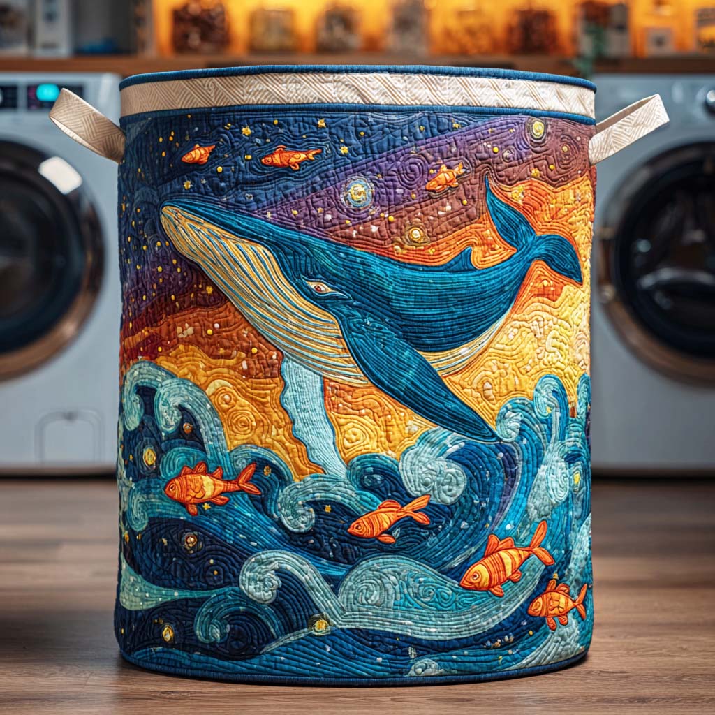 Deep Whale Quilted Laundry Basket Winter Merch Essentials