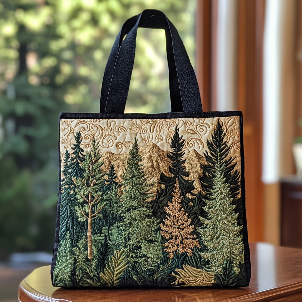 Deepwood Calm Quilted Tote Bag Gifts For Forest Lovers