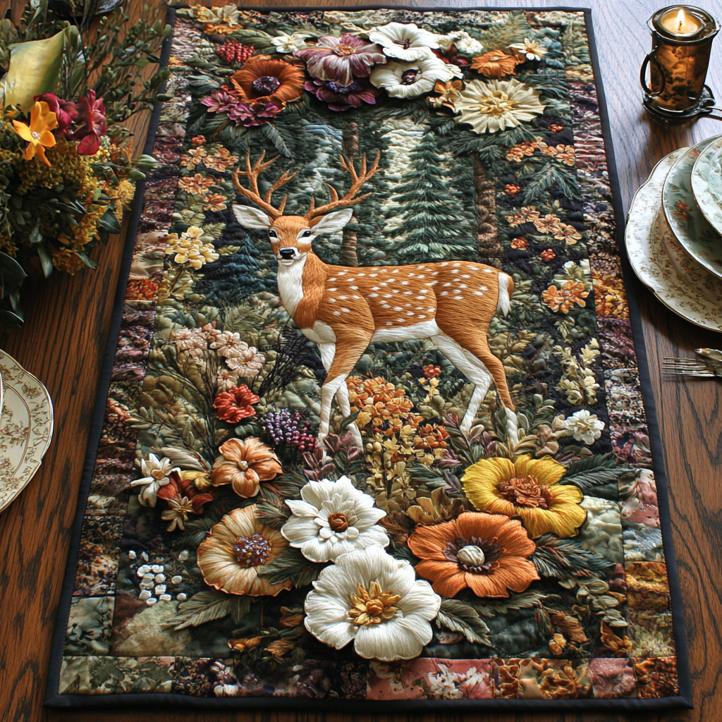 Deer Beauty Quilted Table Runner Kitchen Table Decor Great Gifts For Deer Hunters