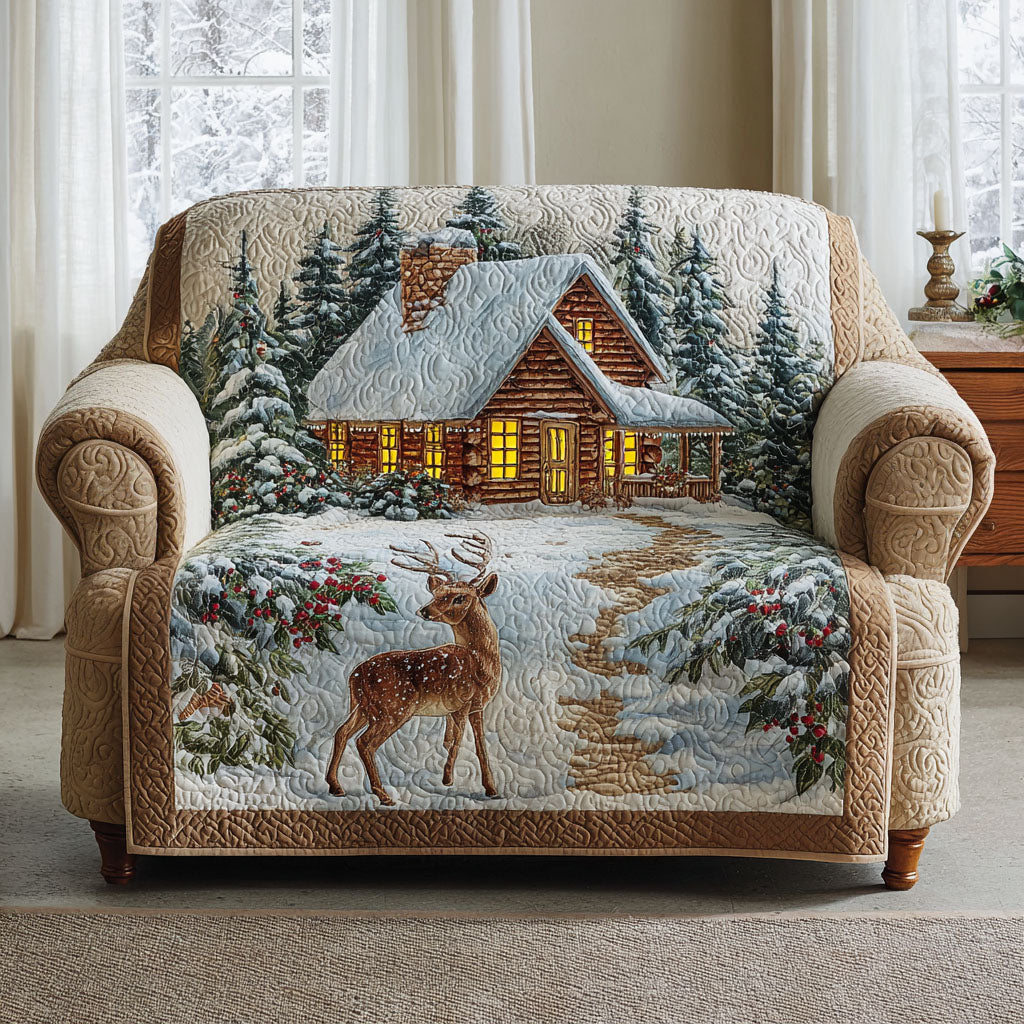 Deer Cabin Quilted Sofa Cover Holiday Living Decorations Gift Ideas For Mom