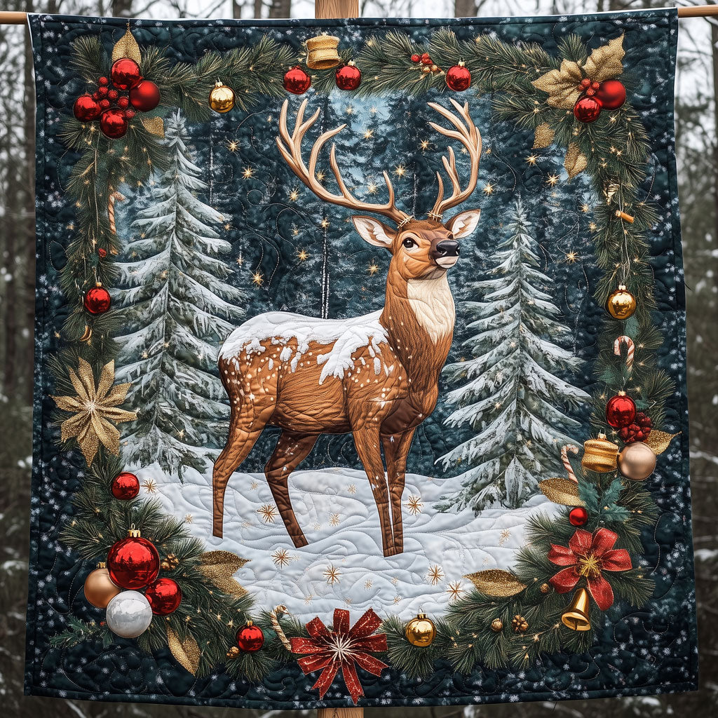 Deer Christmas Quilt Beautiful Printed Quilt Blanket for Home Aesthetics