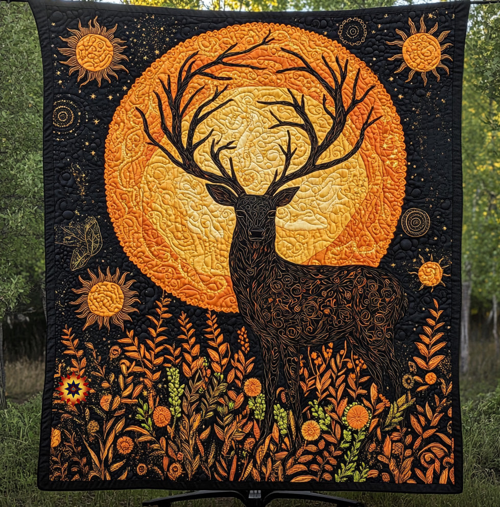 Deer Glowing Night Holiday Christmas Quilt Blanket Gifts For Mom Who Has Everything