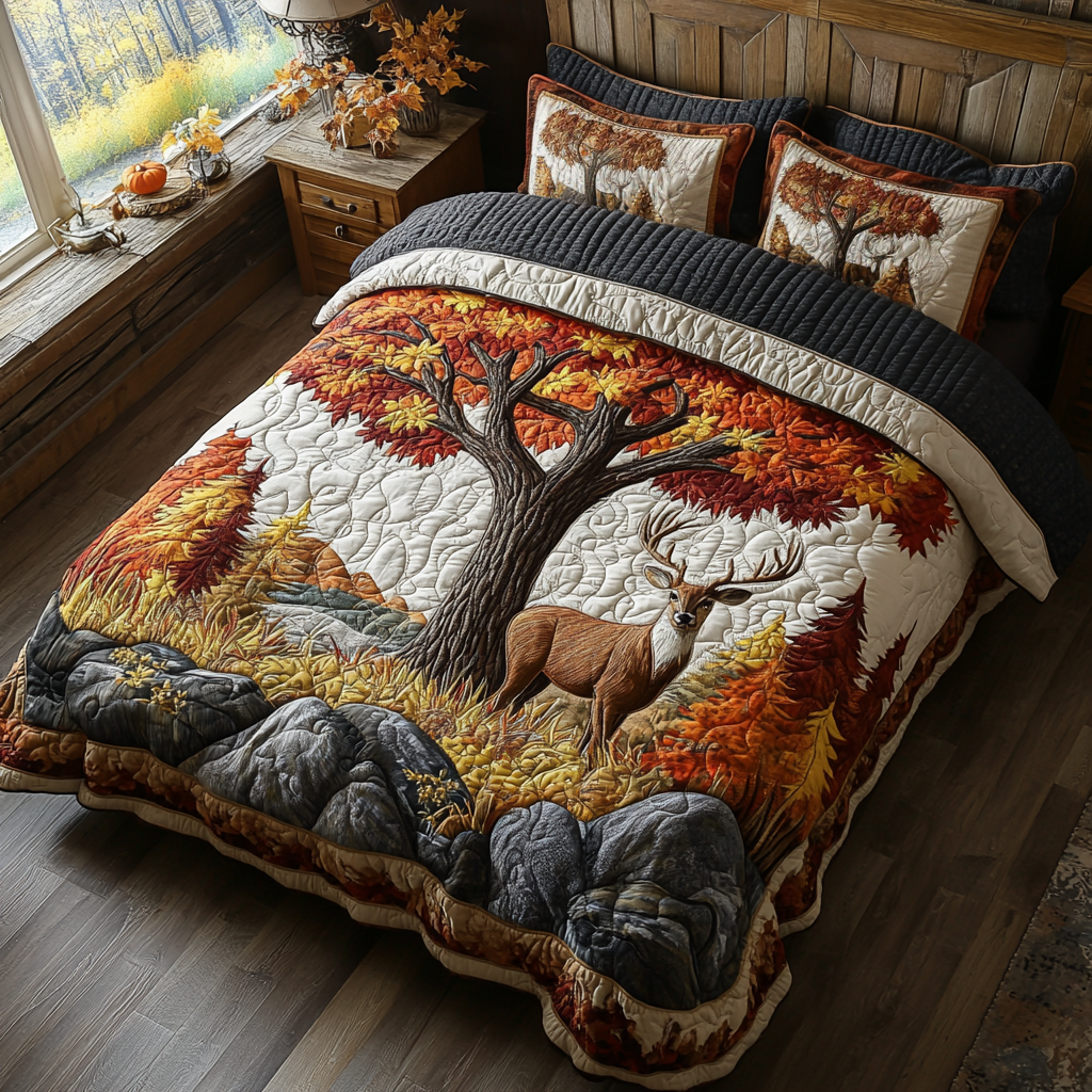 Deer Haven Quilted Bedding Set Cool Bedroom Decor Autumn Presents
