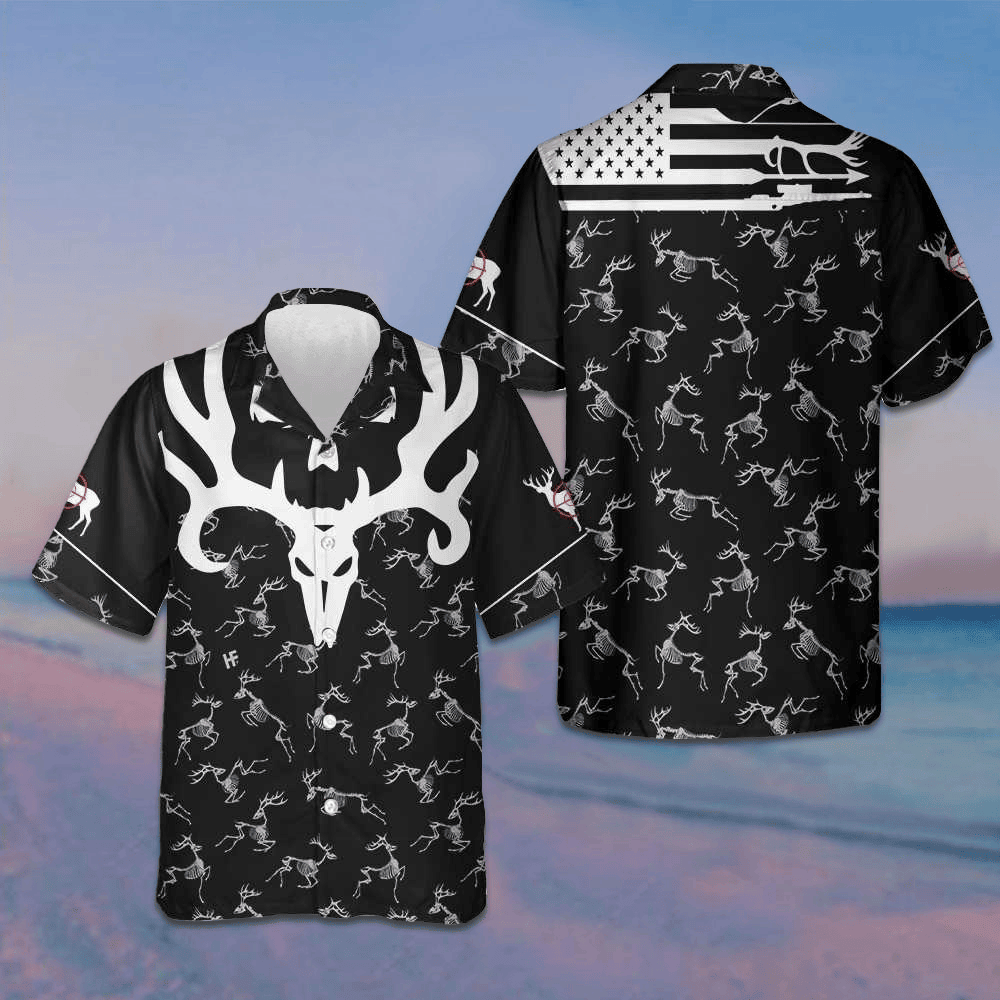 Deer Head Skull Bone America Hunting Hawaiian Shirt Deer Hunting Shirt Gifts For Him