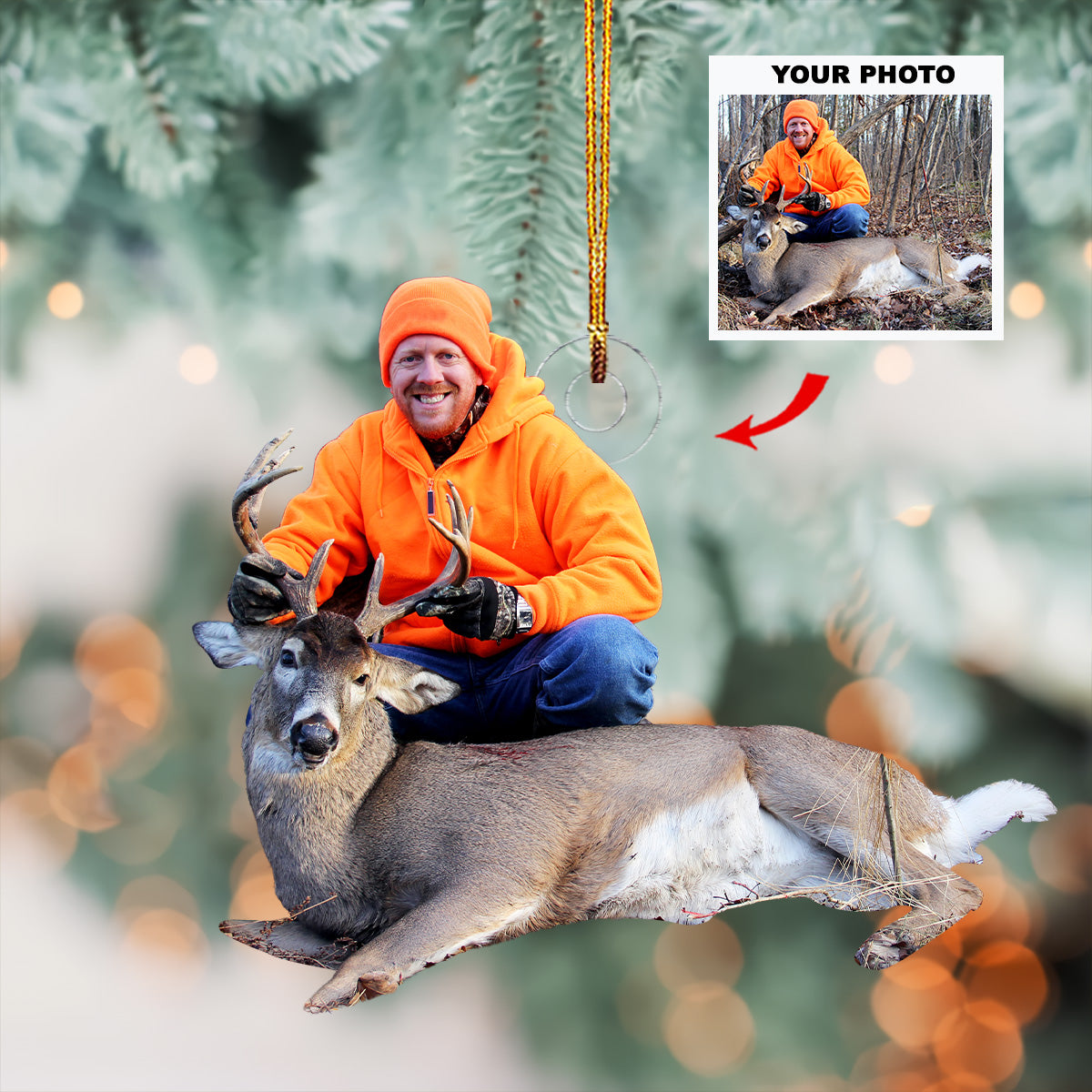 Deer Hunting Personalized Photo Mica Ornament Gift For Hunting Lovers Family Members