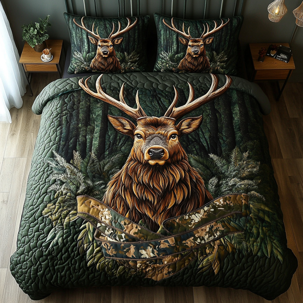 Deer Journey Quilted Bedding Set Bedroom Decorations Good Gifts For Deer Hunters