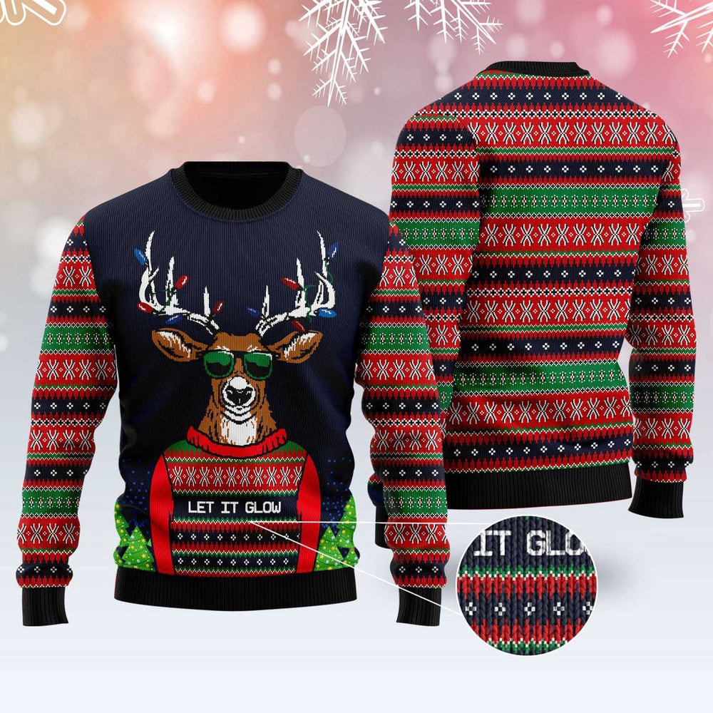Deer Let It Glow Ugly Christmas Sweater Funny Ugly Christmas Sweater Xmas Gifts