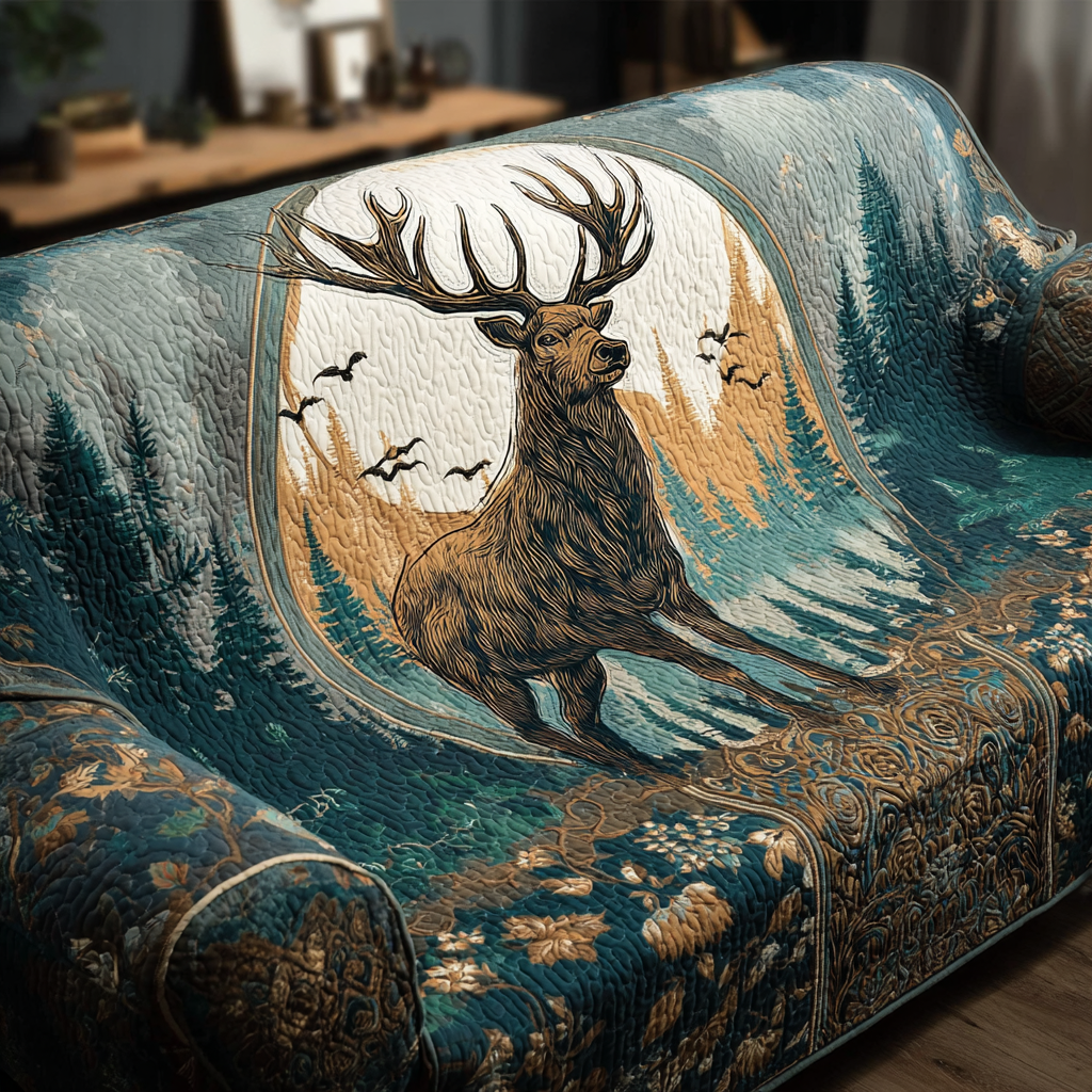 Deer Majesty Quilted Sofa Cover Home Decor Deer Gifts For Him