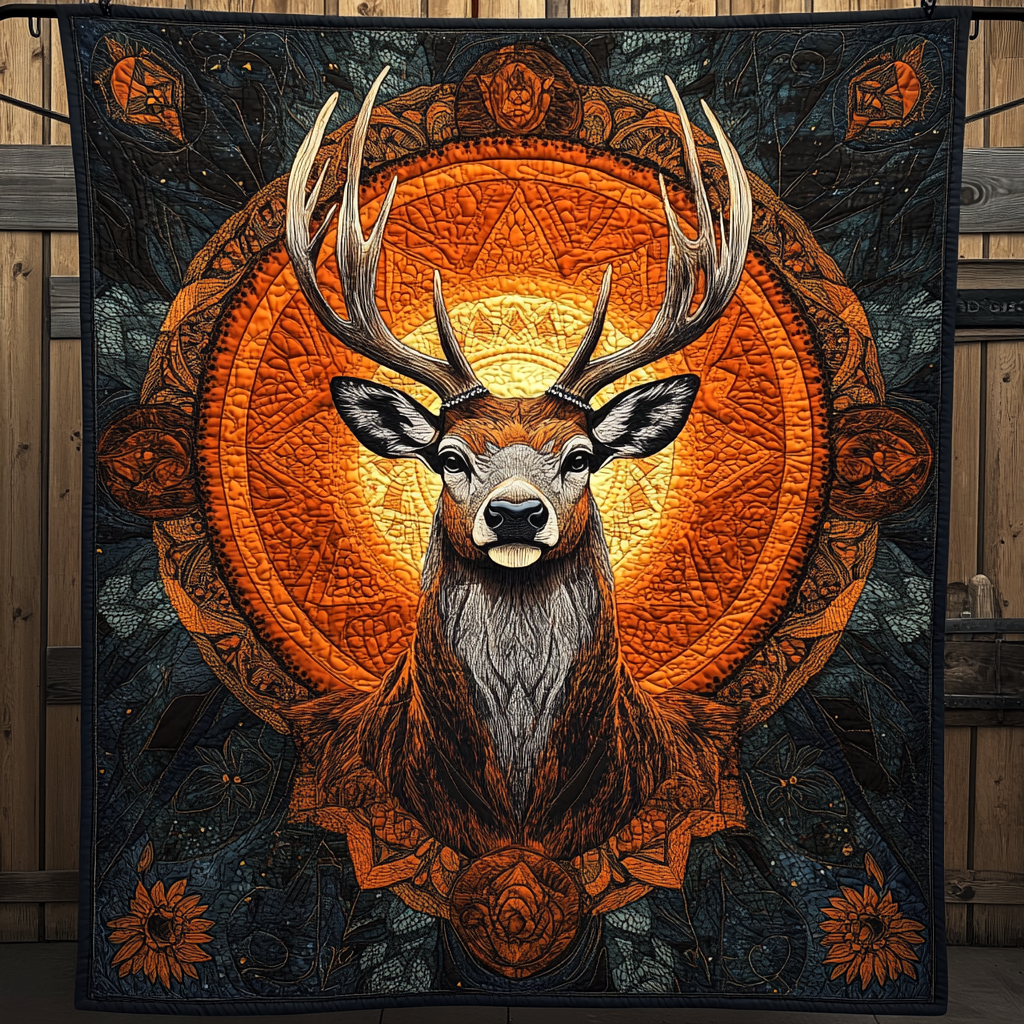 Deer Mandala Quilted Blanket Gifts For Deer Lovers
