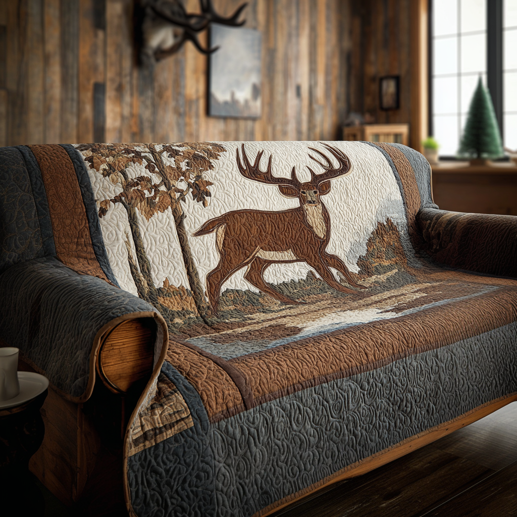 Deer Meadow Quilted Sofa Cover Living Room Decor Ideas Presents For Deer Hunters