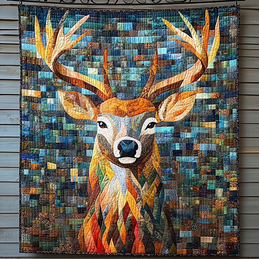 Deer Patchworks Quilted Blanket Gifts For Deer Lovers