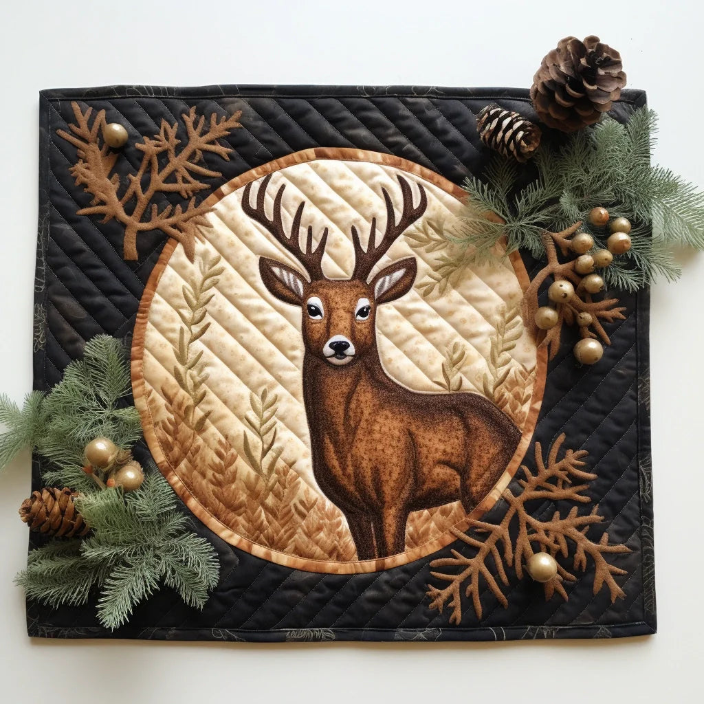 Deer Quilted Placemat Holiday Placemats Great Father's Day Gifts