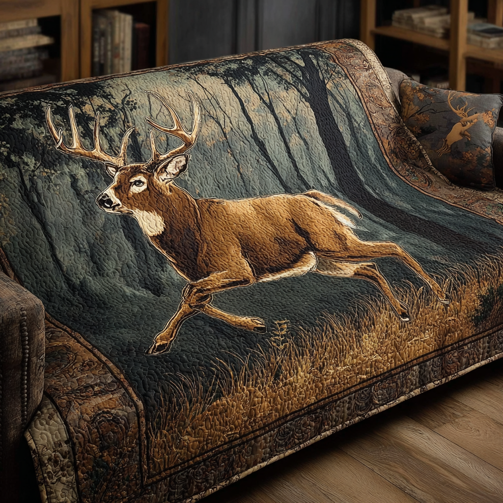 Deer Spirit Quilted Sofa Cover Home Decorattions Christmas Gifts For Deer Hunters