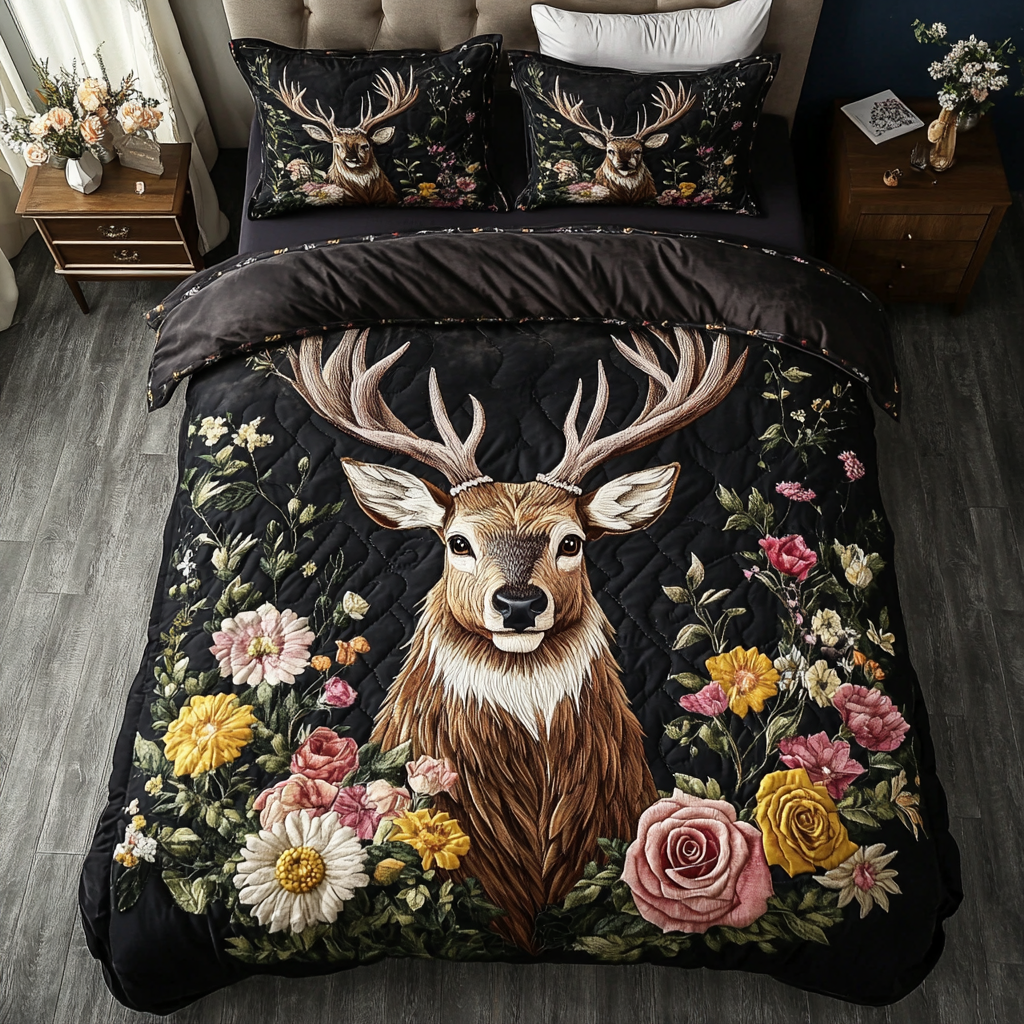 Deer Tracks Quilted Bedding Set Unique Bed Sheet Set Gifts For Deer Hunters