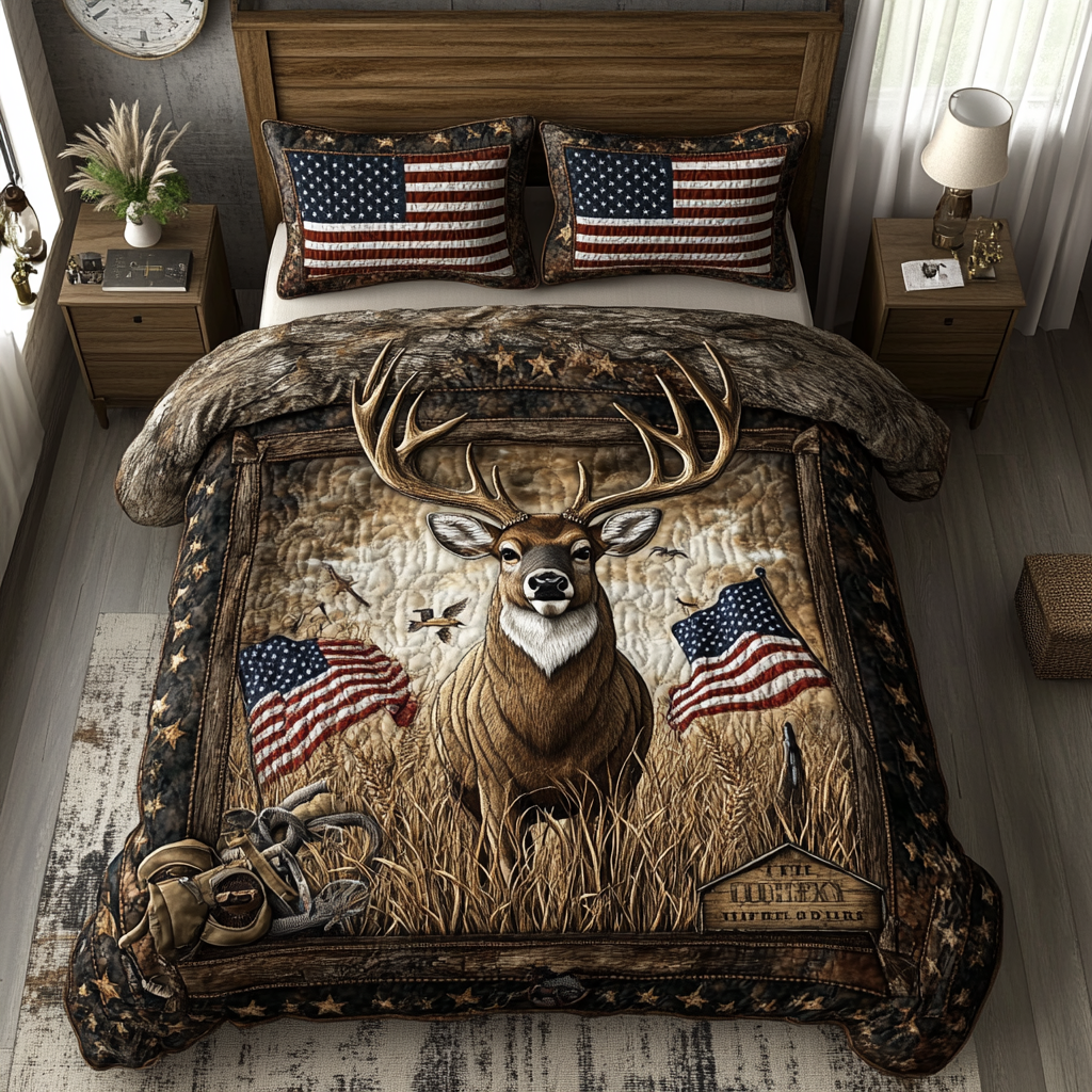 Deer Trail Quilted Bedding Set Best Bedspread Set Presents For Deer Hunters
