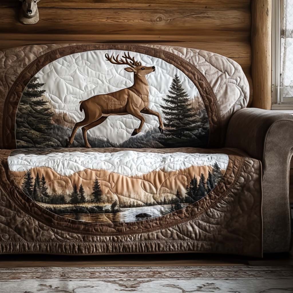 Deer Trail Quilted Sofa Cover Home Decor Christmas Gifts For A Deer Hunter