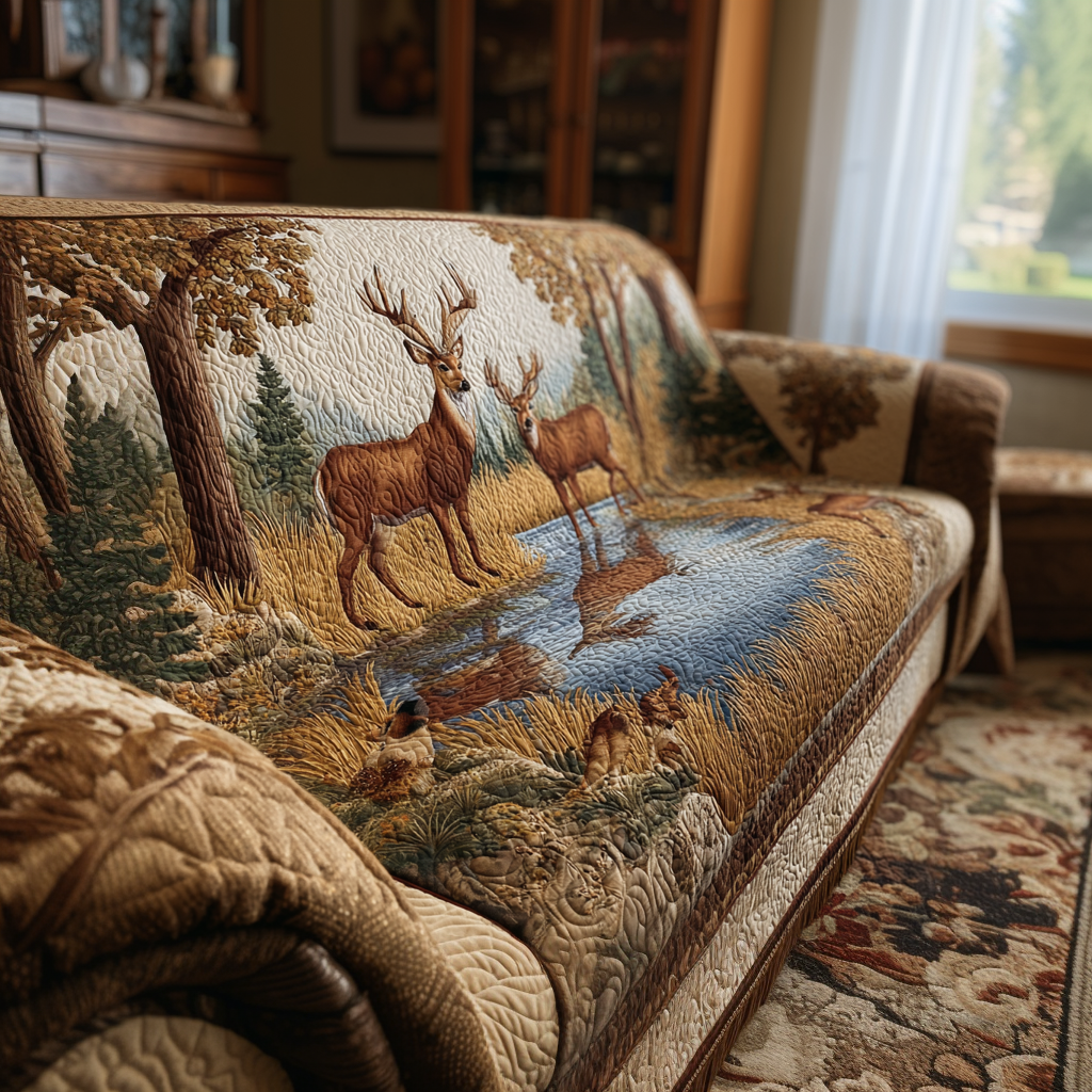 Deer Valley Quilted Sofa Cover Sofa Chaise Cover Top Gifts For Deer Hunters
