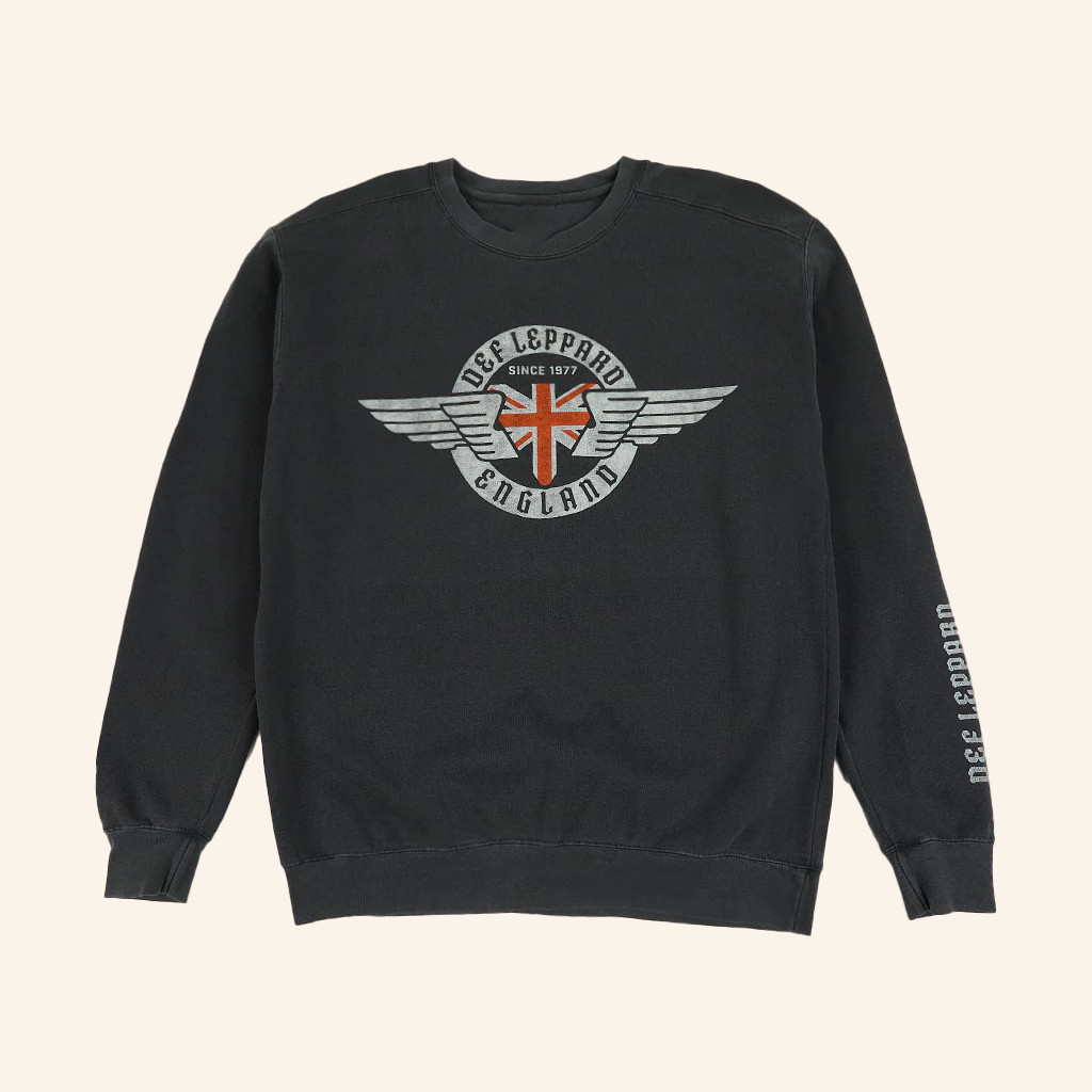 Def Leppard Merch Wing Flag Crewneck Sweatshirt Xmas Gifts For Father Def Leppard Merch Wing Flag Crewneck Sweatshirt Xmas Gifts For Father