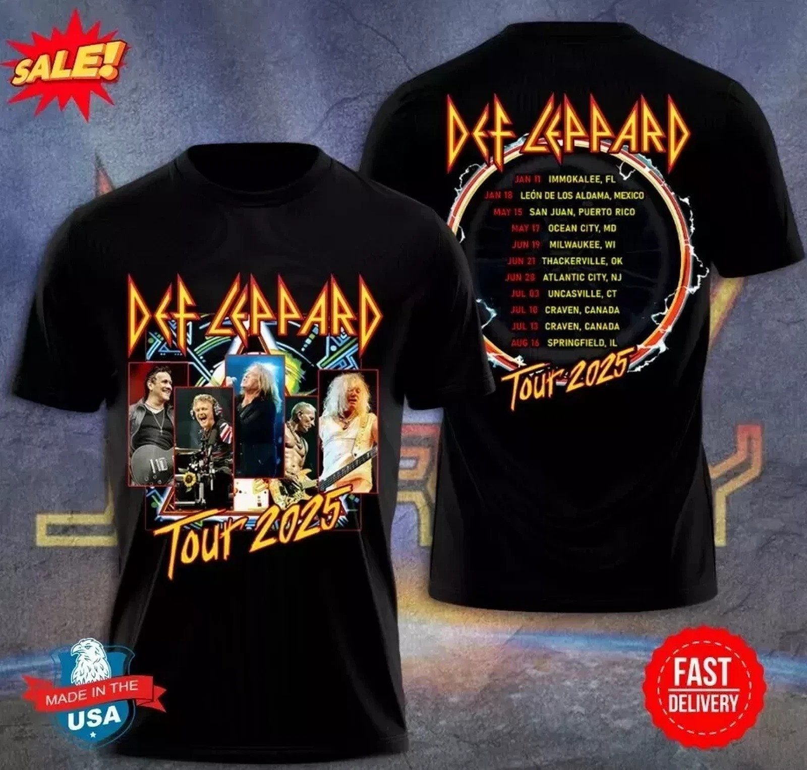 Def Leppard Tour 2025 3D Shirt Gift For Fans Dad Mom
