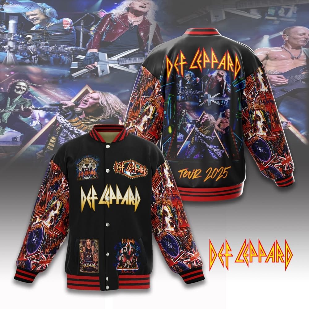 Def Leppard Tour 2025 Merch Varsity Jacket Bomber Best Gifts For Def Leppard Rock Fans
