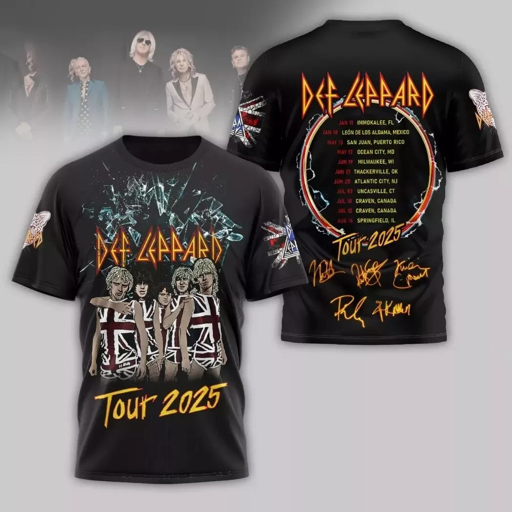 Def Leppard Tour 2025 Signature 3D Shirt Gift For Rock Music Fans