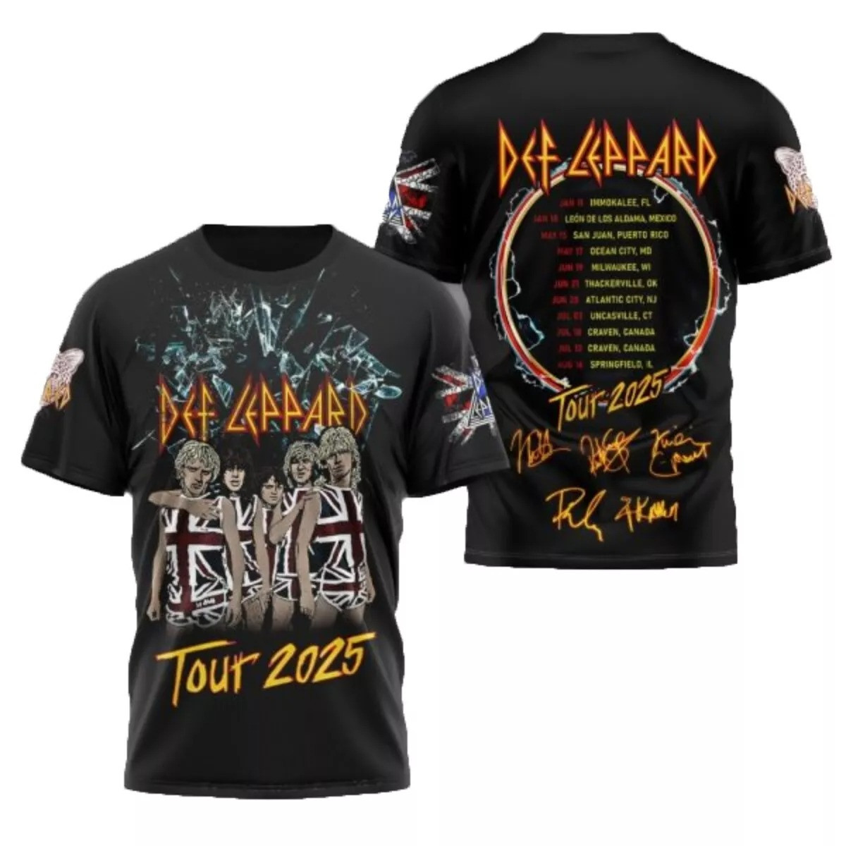 Def Leppard Tour 2025 Signature 3D Shirt Gifts For Music Lovers