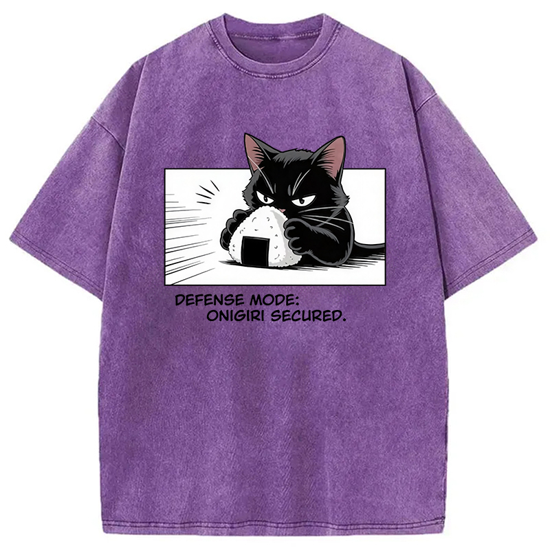Defense Mode Onigiri Secured Washed T-Shirt Soft Cotton Daily Wear Tee Gifts For BFF Defense Mode Onigiri Secured Washed T-Shirt Soft Cotton Daily Wear Tee Gifts For BFF