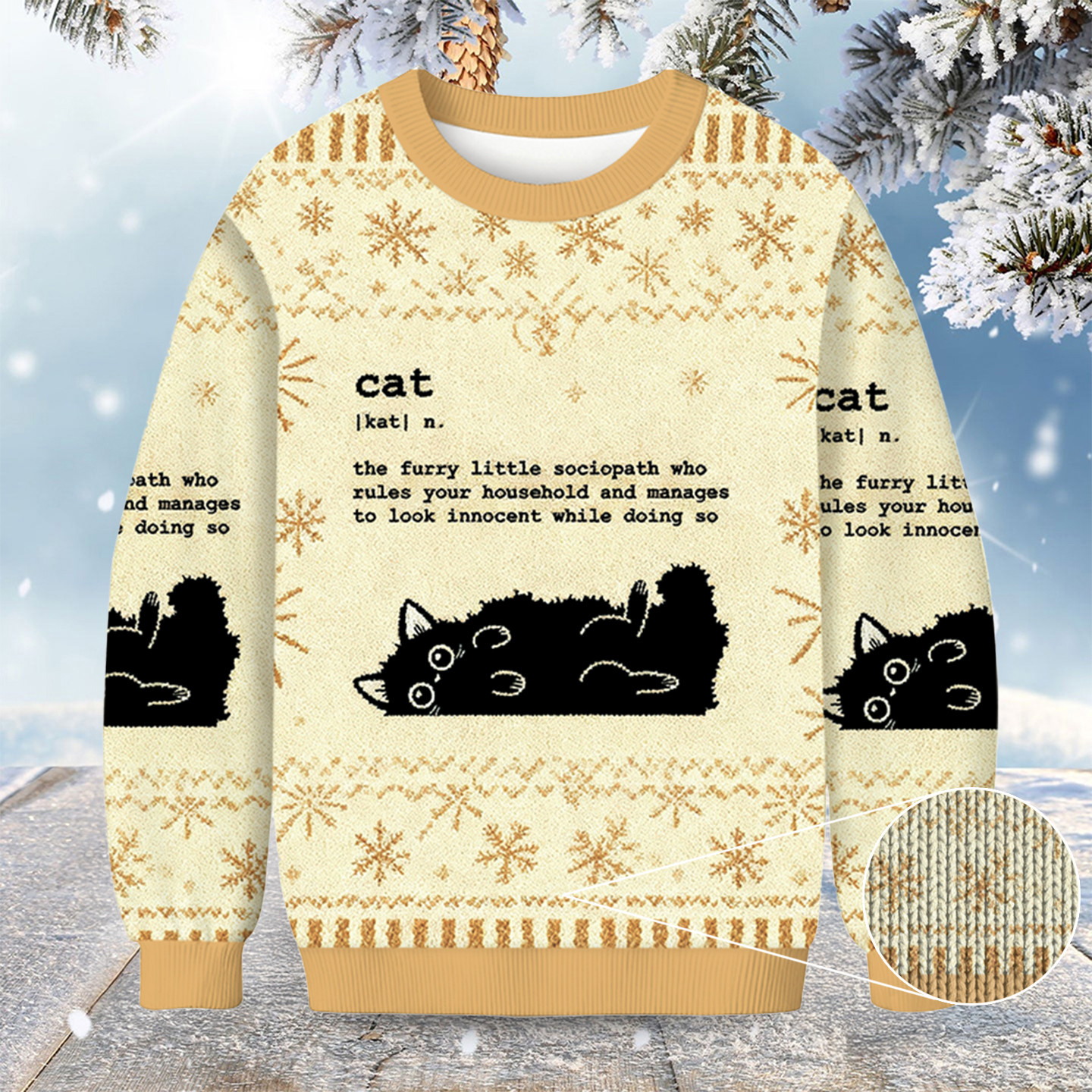 Definition Of Cat Funny Christmas Ugly Sweater Holiday Clothing Cat Owner Xmas Presents