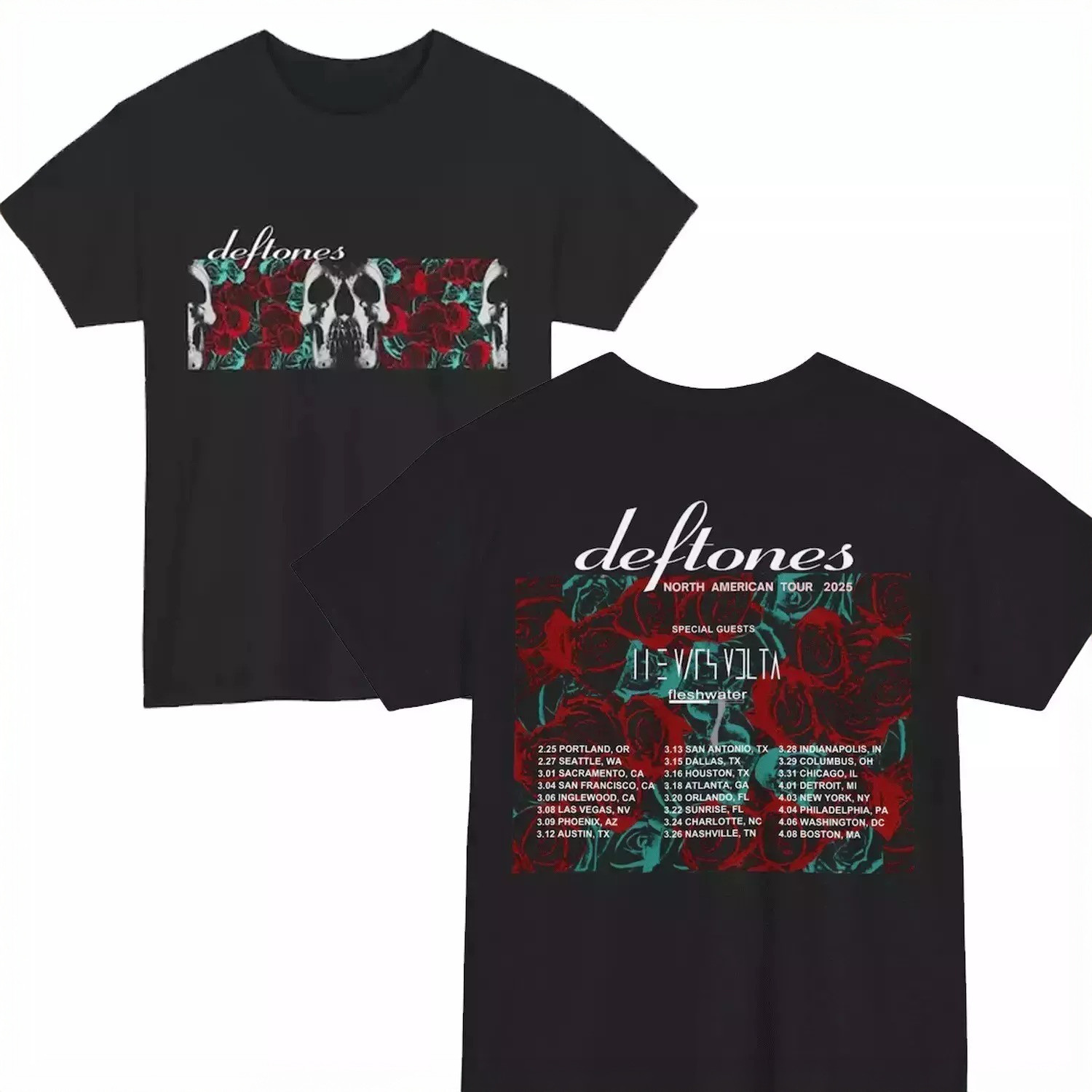 Deftones North American Tour Shirt 2025 Two Side T-Shirt Gift For Rock Fans