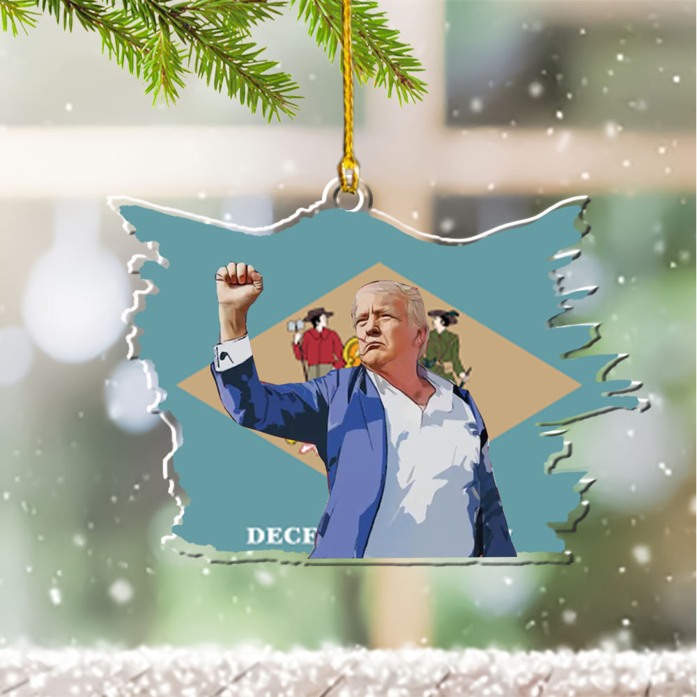 Delaware for Trump 2024 Ornament Shape Donald Trump Fight Ornament for Christmas