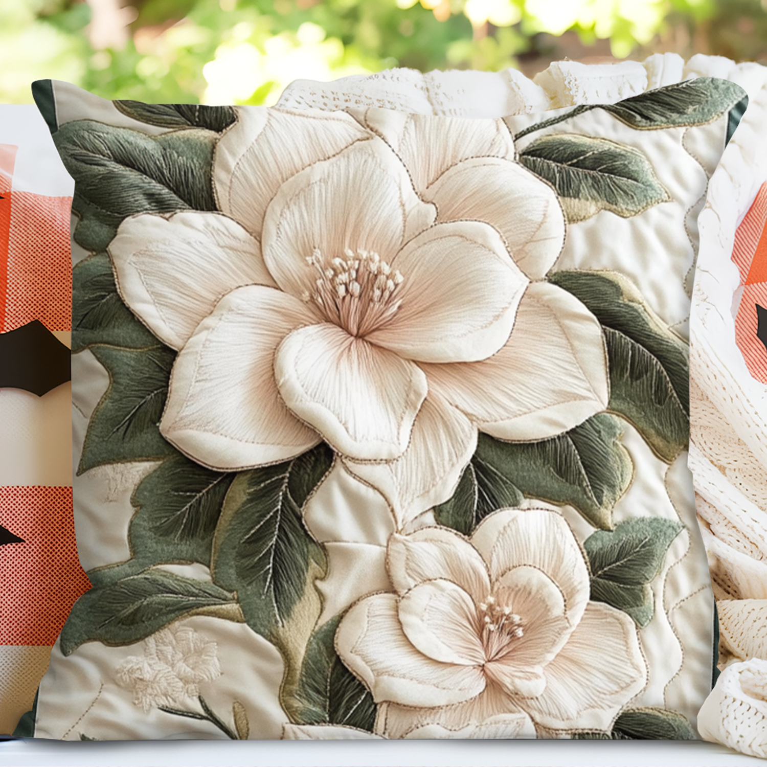 Delicate Bloom Quilted Pillow Case Throw Pillow Covers Christmas Flower Gifts