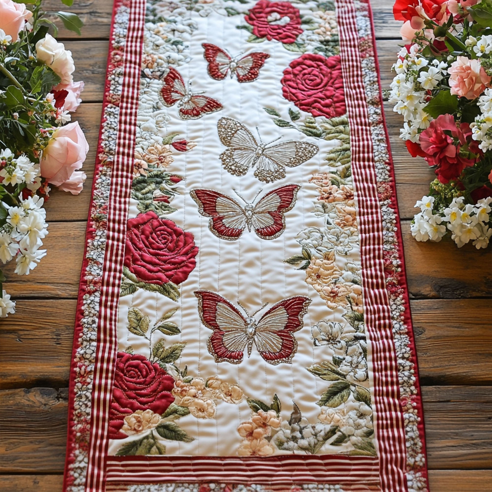Delicate Flight Quilted Table Runner Dining Room Table Decor Ideas Butterfly Theme Gifts
